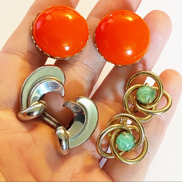 Vintage Coro screw back earring lot 3 sets - Picture 4 of 9